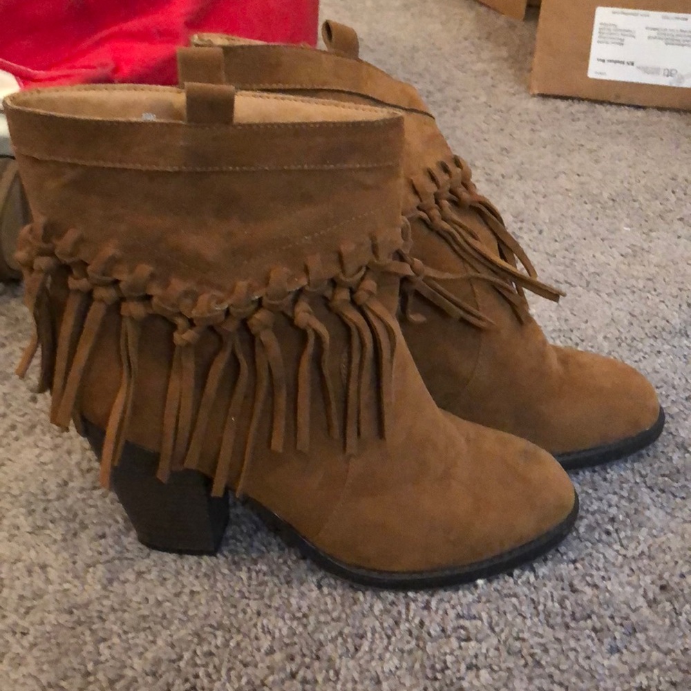 Fringe ankle booties